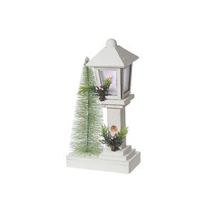 iH casadécor Led White Wooden Lamp Post With Tree 14.61"