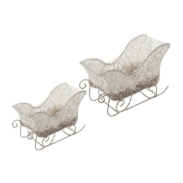 iH casadécor Christmas Glitter Sleigh Set Of 2