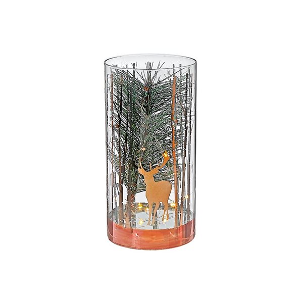 iH casadécor Led Cylinder Glass Stand Rosegold Pine Tree Large