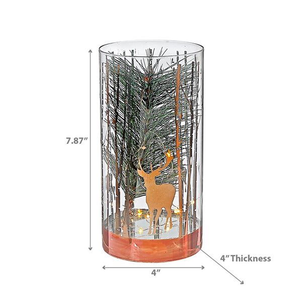 iH casadécor Led Cylinder Glass Stand Rosegold Pine Tree Large