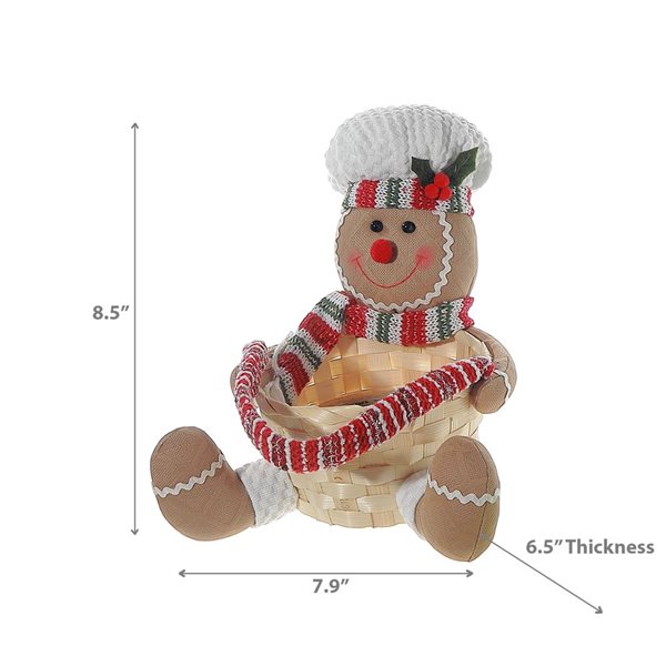 iH casadécor Gingerbread Man Plush Basket