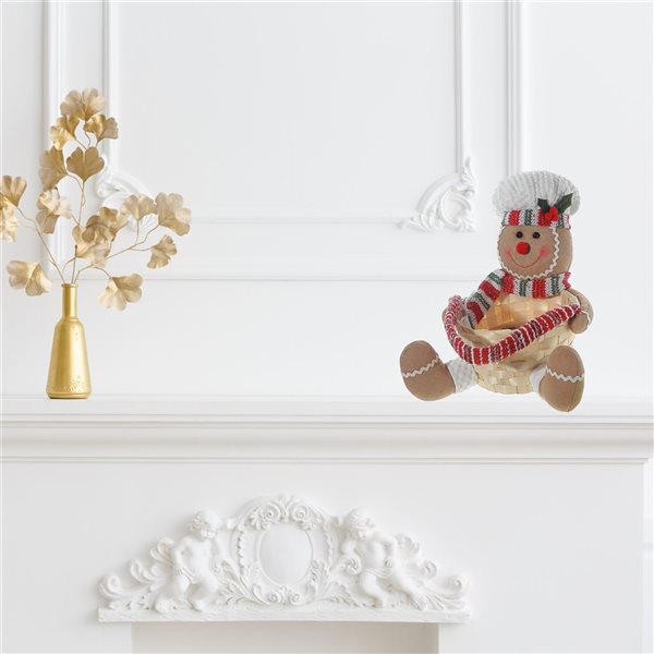 iH casadécor Gingerbread Man Plush Basket