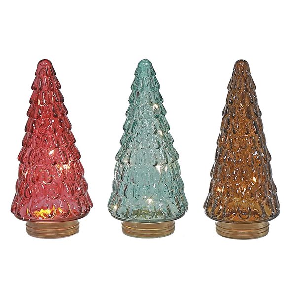 iH casadécor Led Glass Tree Decor 9.25" - Set of 3