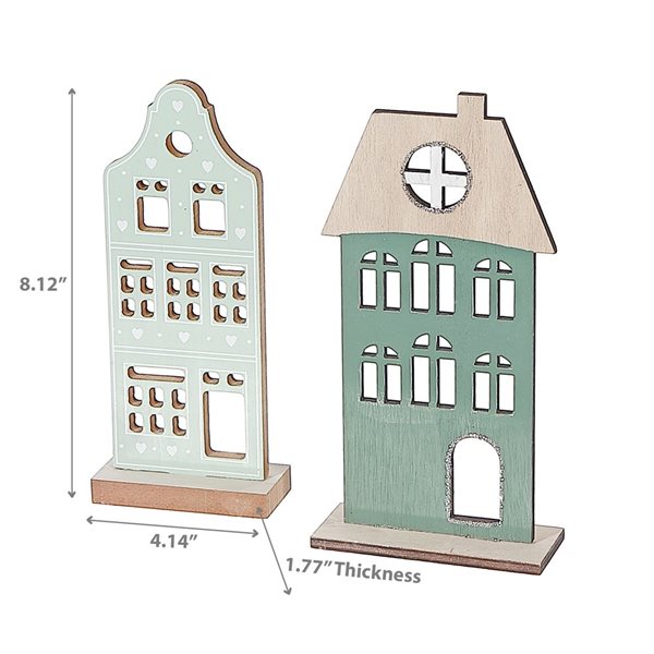 iH casadécor Wooden House Decor Set Of 2