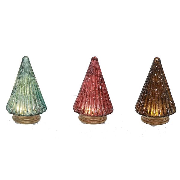 iH casadécor Led Glass Cone Tree Decor 3.62" - Set of 3