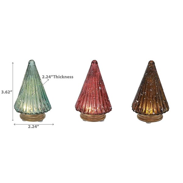 iH casadécor Led Glass Cone Tree Decor 3.62" - Set of 3