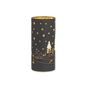 Support cylindrique en verre à DEL iH casadécor avec arbre et flocon de neige