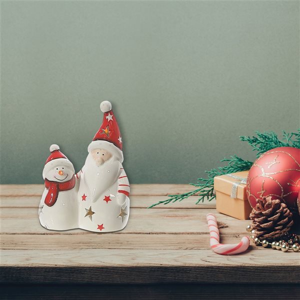 iH casadécor Led Snowman And Santa Figurine