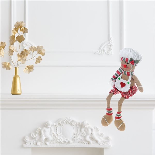 iH casadécor Gingerbread Man Plush Shelf Dangler