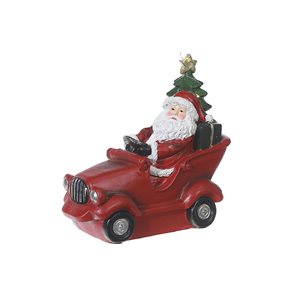 iH casadécor Led Polyresin Santa On Car Large