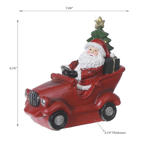 iH casadécor Led Polyresin Santa On Car Large