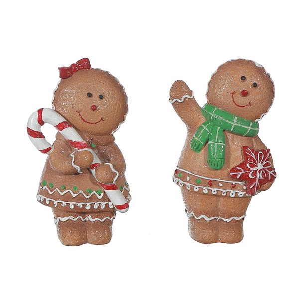 Bonhomme en pain d'épices en polyrésine iH casadécor - Lot de 2