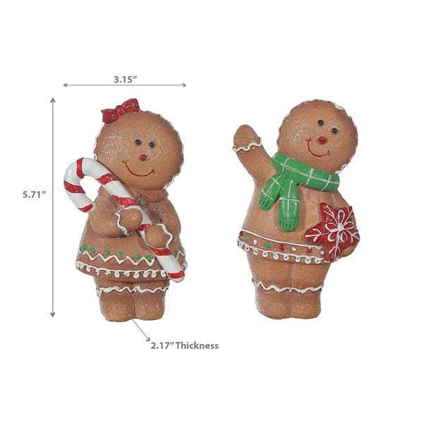 iH casadécor Polyresin Ginger Bread Man - Set of 2