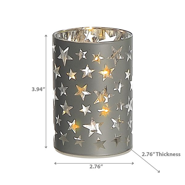 iH casadécor Led Cylinder Glass Stand 3.94" Star Small