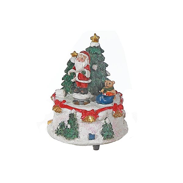 iH casadécor Polyresin Snow Santa Music Box