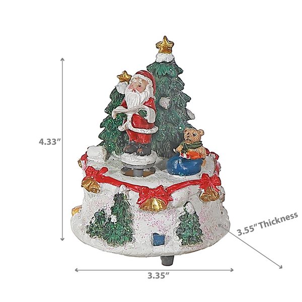 iH casadécor Polyresin Snow Santa Music Box