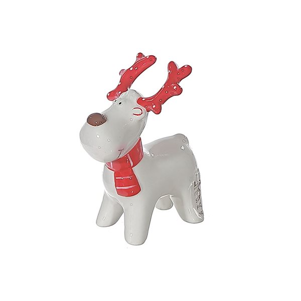 Figurine de cerf debout iH casadécor rouge et blanc