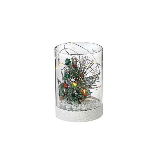 iH casadécor Led Cylinder Glass Stand Tree With Cardinal Small