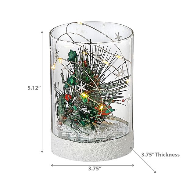 iH casadécor Led Cylinder Glass Stand Tree With Cardinal Small