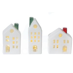 iH casadécor Led Ceramic House Set Of 3