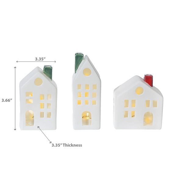 iH casadécor Led Ceramic House Set Of 3