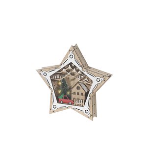 iH casadécor Led Wooden Star Shape Stand Small