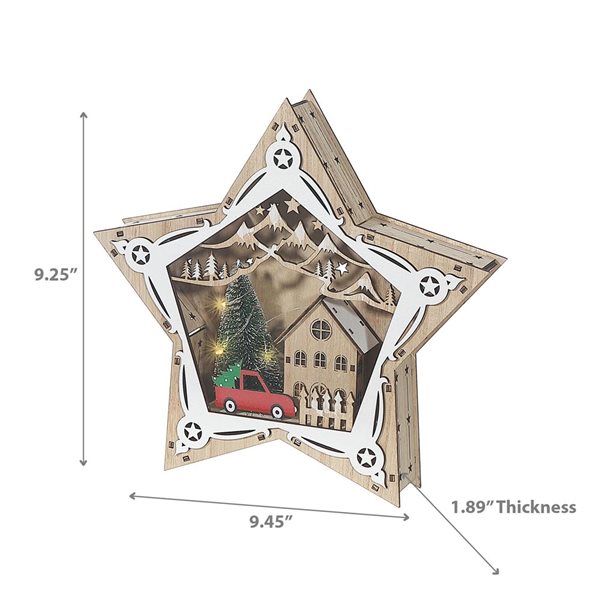 iH casadécor Led Wooden Star Shape Stand Small