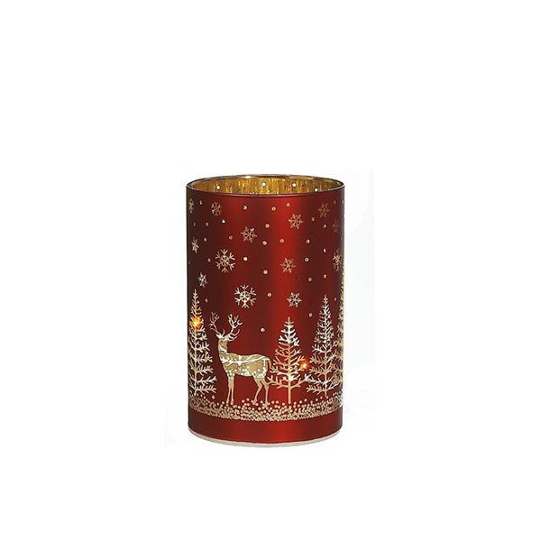 iH casadécor Led Cylinder Glass Stand Reindeer And Tree