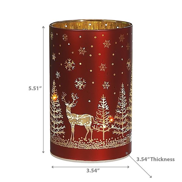 iH casadécor Led Cylinder Glass Stand Reindeer And Tree