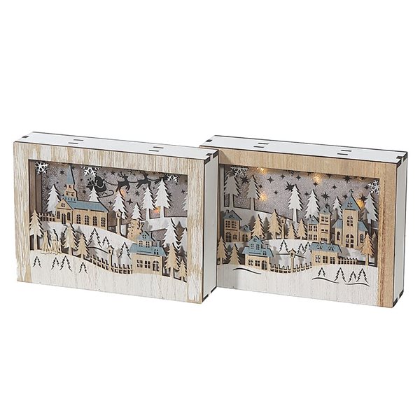 iH casadécor Led Wooden Shape Village Decor - Set of 2