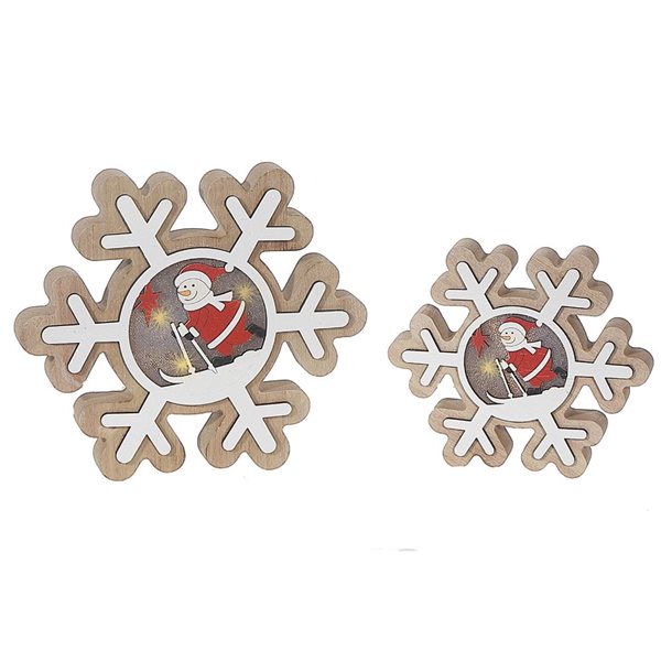 iH casadécor Led Wooden Snowflake And Santa Set Of 2