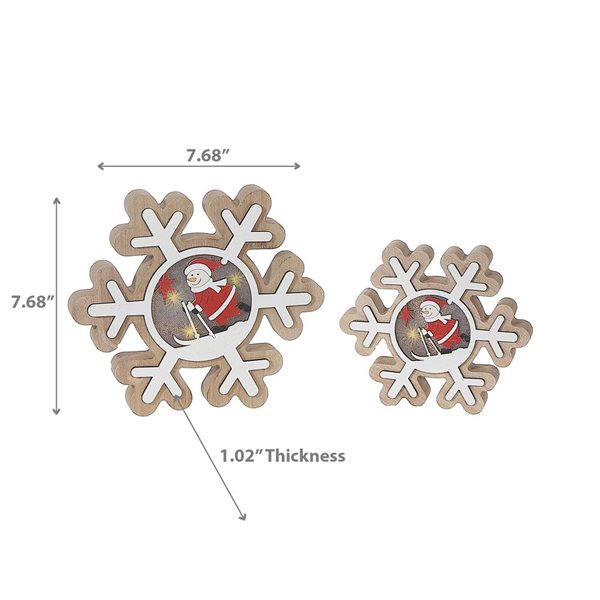 iH casadécor Led Wooden Snowflake And Santa Set Of 2