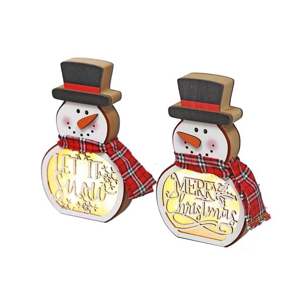 iH casadécor Snowman Light Up Stand Decor - Set of 2