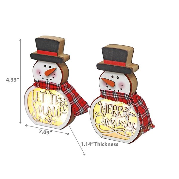 iH casadécor Snowman Light Up Stand Decor - Set of 2