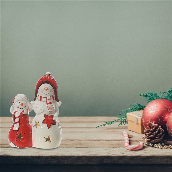 iH casadécor Led Double Snowman Figurine