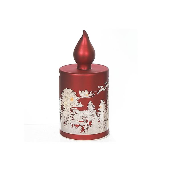 iH casadécor Led Candle Glass Stand Santa Flying Over Forest