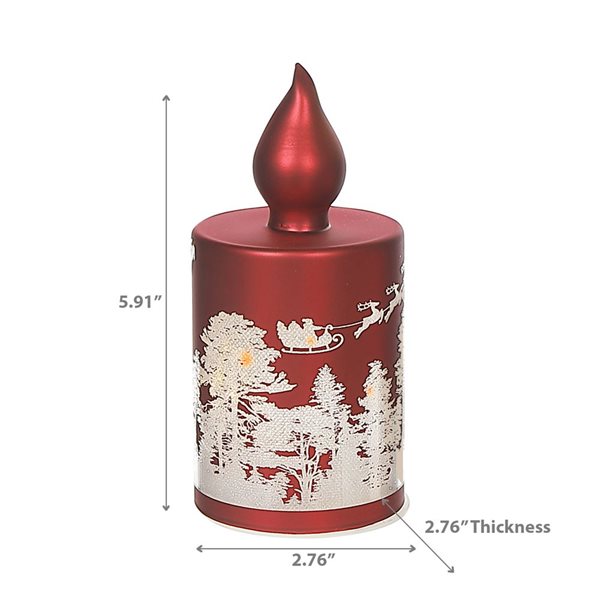 iH casadécor Led Candle Glass Stand Santa Flying Over Forest