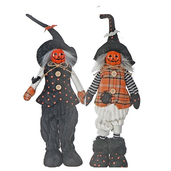 Sorcières citrouilles debout en coton iH casadécor, Lot de 3