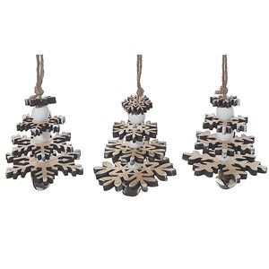 iH casadécor Wooden Snowflake Ornaments - Set of 12