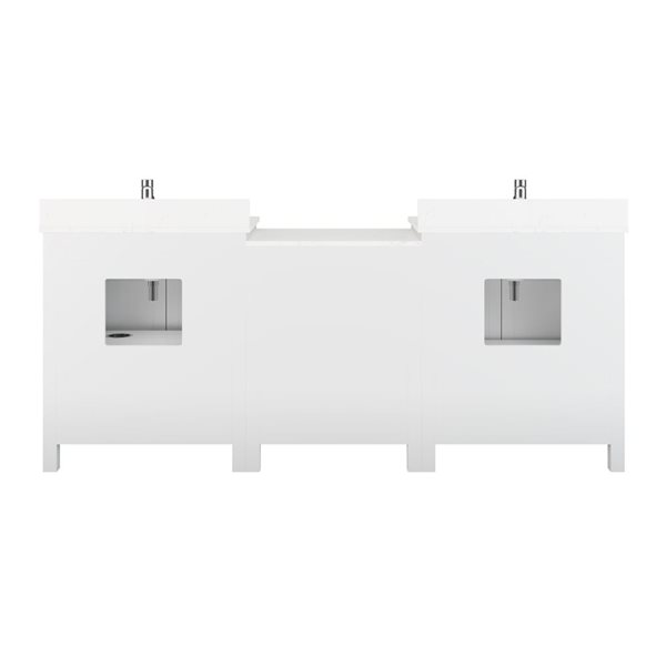 Spa Bathe Thomas 84-in W x 22-in D White Vanity with Quartz Top with Power Bar and Drawer Organizer