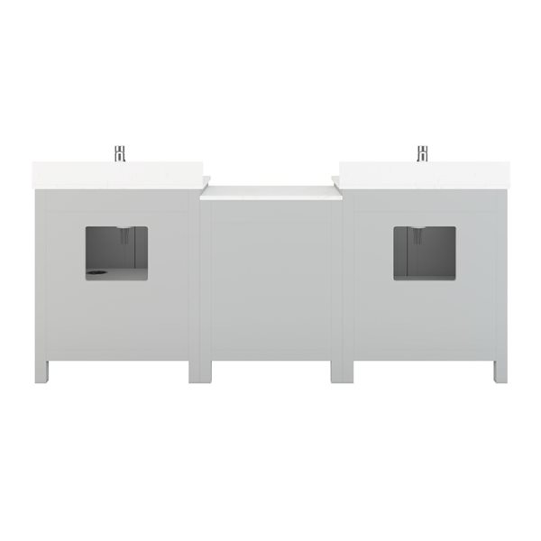 Spa Bathe Thomas 84-in W x 22-in D Oxford Grey Vanity with Quartz Top with Power Bar and Drawer Organizer