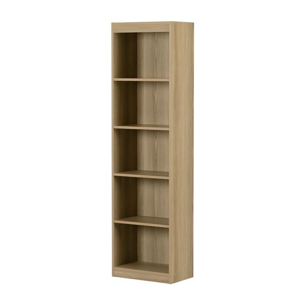 South Shore Axess 19-in W Natural Ash Particleboard 5-Shelf Modern Narrow Bookcase