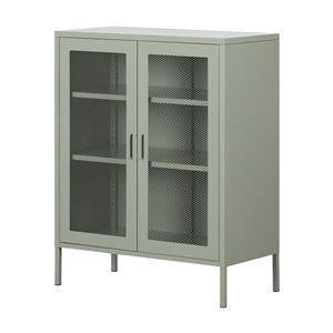 Armoire de rangement en métal et grillagée Eddison de South Shore 2 portes 31,5 po x 40 po, vert sauge