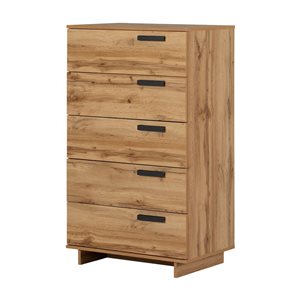 South Shore Cavalleri 29-in W Nordic Oak Scandinave-Style 5-Drawer Dresser