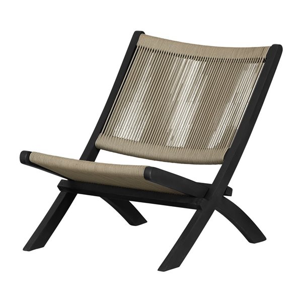 Chaise longue Agave de South Shore en bois de teck noir et corde beige 24 po l.