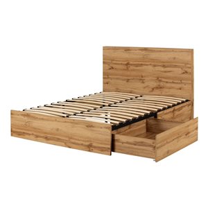 South Shore Musano Nordic Oak 2-Drawer Queen Bed with Headboard