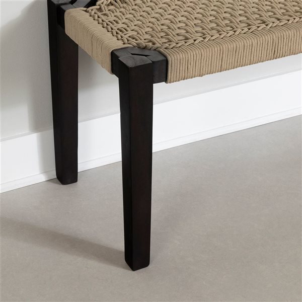 South Shore Hoya 47.25-in L Black Wood and Beige Rope Accent Bench