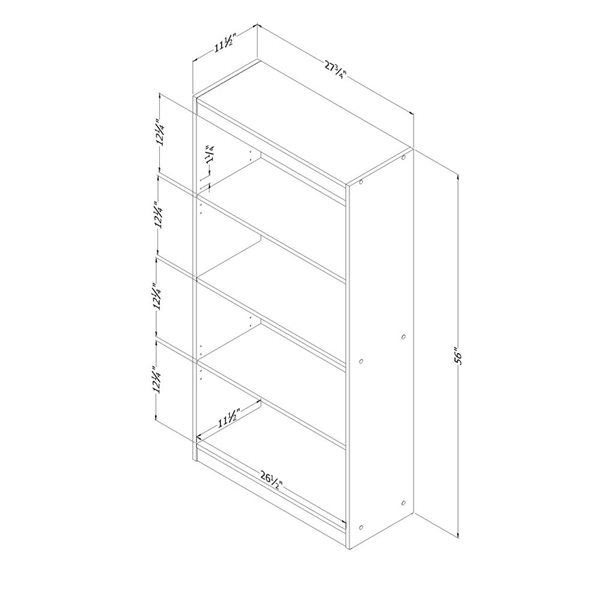 South Shore Axess 27.75-in W Morgan Cherry Particleboard 4-Shelf Modern Standard Bookcase