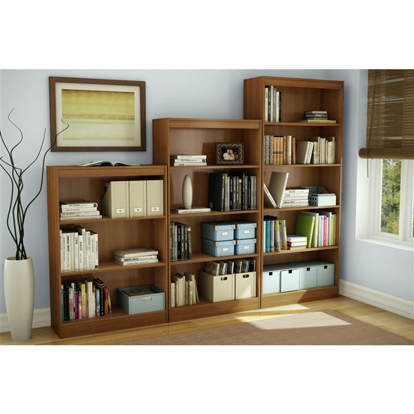 South Shore Axess 27.75-in W Morgan Cherry Particleboard 4-Shelf Modern Standard Bookcase