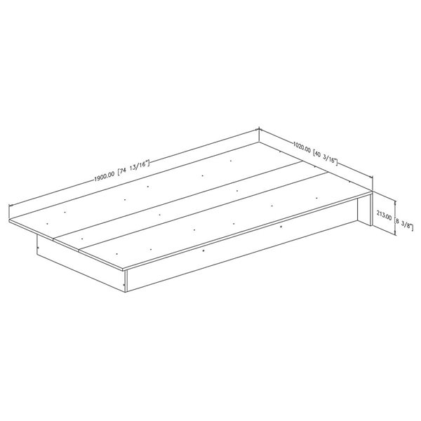 South Shore Libra Grey Oak Modern Twin Platform Bed